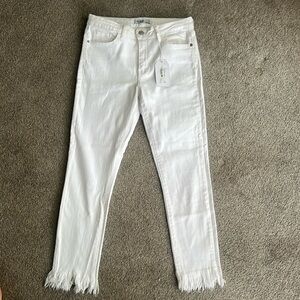 Just Black crop Fringe White Skinny Jean size 30